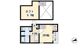 STAGE新瑞橋 2階1Kの間取り