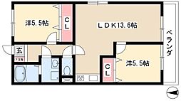ランドハウス汐路 3階2LDKの間取り