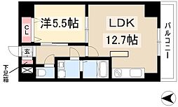 パンジー豆田 3階1LDKの間取り