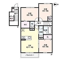 ソレイユ鴻の巣 2階3LDKの間取り