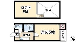 THE CASCADE 2階1Kの間取り