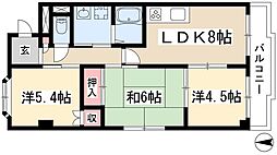 プラティークヴィラ 1階3DKの間取り