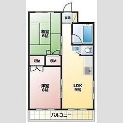 清風マンション 2LDKの間取図画像