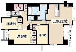 ローレルコート星ヶ丘元町 3階3LDKの間取り