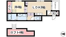 チェリーブロッサム新瑞橋 1階1LDKの間取り