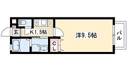 メモリアルハープ 1階1Kの間取り