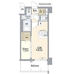 エスプレイス名古屋神宮 1LDKの間取図画像
