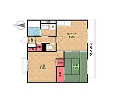 パークスクエア21 2DKの間取図画像