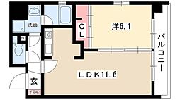 レインボーピア記念橋 1LDKの間取図画像