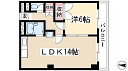 カーサノア八事第12高峰ビル 1LDKの間取図画像