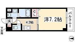 びぃ6植田 1Kの間取図画像