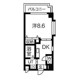 グランドール萩山 1Kの間取図画像