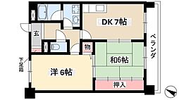 レジデンス千代田 2DKの間取図画像