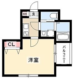 WHOUSE 1Kの間取図画像