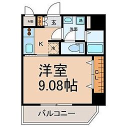 ピースプレイス牛巻 1Kの間取図画像