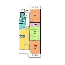 シャトー春山 3LDKの間取図画像