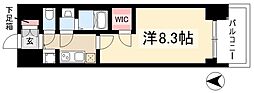 プレサンス栄ライズ 1Kの間取図画像