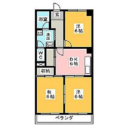 セントール原 3DKの間取図画像