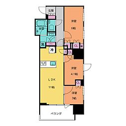 グランパセオ名古屋伏見 3LDKの間取図画像