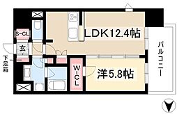 ザ・パークハビオ新栄 1LDKの間取図画像