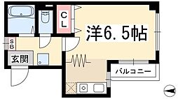 タウンハイツ天池 1Kの間取図画像