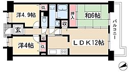 アーバンドエル八事石坂 3LDKの間取図画像