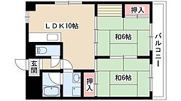 エステートほりかわ 2LDKの間取図画像