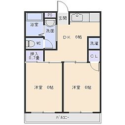 佐藤第一ビル 2DKの間取図画像