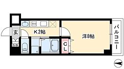 リアライズ沢下町2 1Kの間取図画像