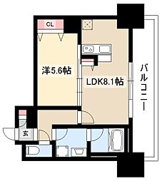 プレミアムコート葵 1LDKの間取図画像