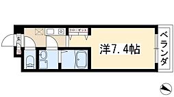 びい10植田 1Kの間取図画像