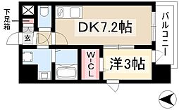 エスリード泉外堀通 1DKの間取図画像