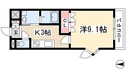 K.コオリナ 1Kの間取図画像