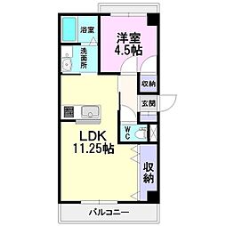 アイリス中平 1LDKの間取図画像