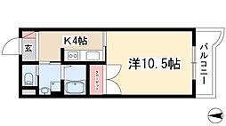 ファミーユ檀 1Kの間取図画像