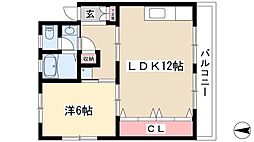 高見パピルス 1LDKの間取図画像