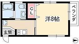 コートヤード伊勝 1Kの間取図画像