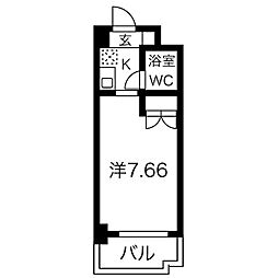 ブロンズ森島 1Kの間取図画像