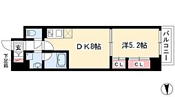 ランドハウスグランドウエスト 1DKの間取図画像