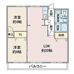 エラン平針 2LDKの間取図画像