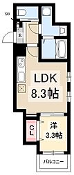 シェリム新瑞橋フルール 1LDKの間取図画像