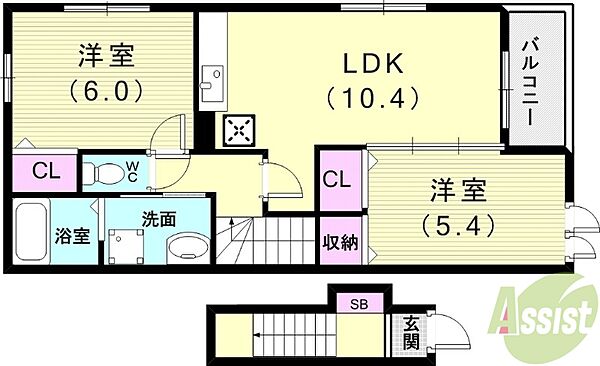 エステート上口 ｜兵庫県神戸市垂水区下畑町字内入田(賃貸アパート2LDK・2階・54.38㎡)の写真 その2