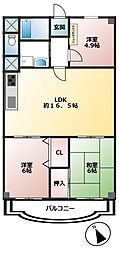 サンピア茨木 3LDKの間取図画像