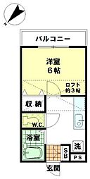 アーバンヒルズ赤塚 1Kの間取図画像