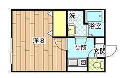 コーポ大原 1Kの間取図画像