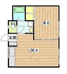 アーバンハウスモトハシA 1LDKの間取図画像