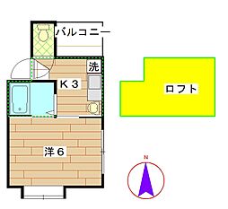 ベル 1Kの間取図画像