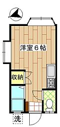 ＭＳハイツ 2階ワンルームの間取り