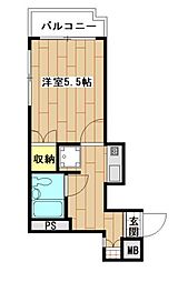 アパルトマン蓮根 1Kの間取図画像