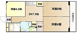 パークハイツ岡野 3DKの間取図画像